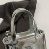 Trend Korean Pu Leather Shoulder Bag Silver Mini Crossbody Bags High Quality Handbags for Women Lady