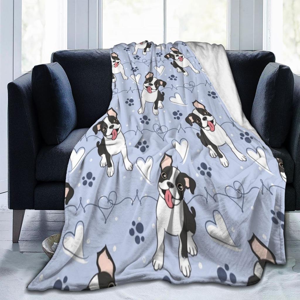 Liebe Boston Terrier Decke Tier Reise Flanell Überwurfdecke Superweich Wohnzimmer Kundenspezifische Tagesdecke Geschenk