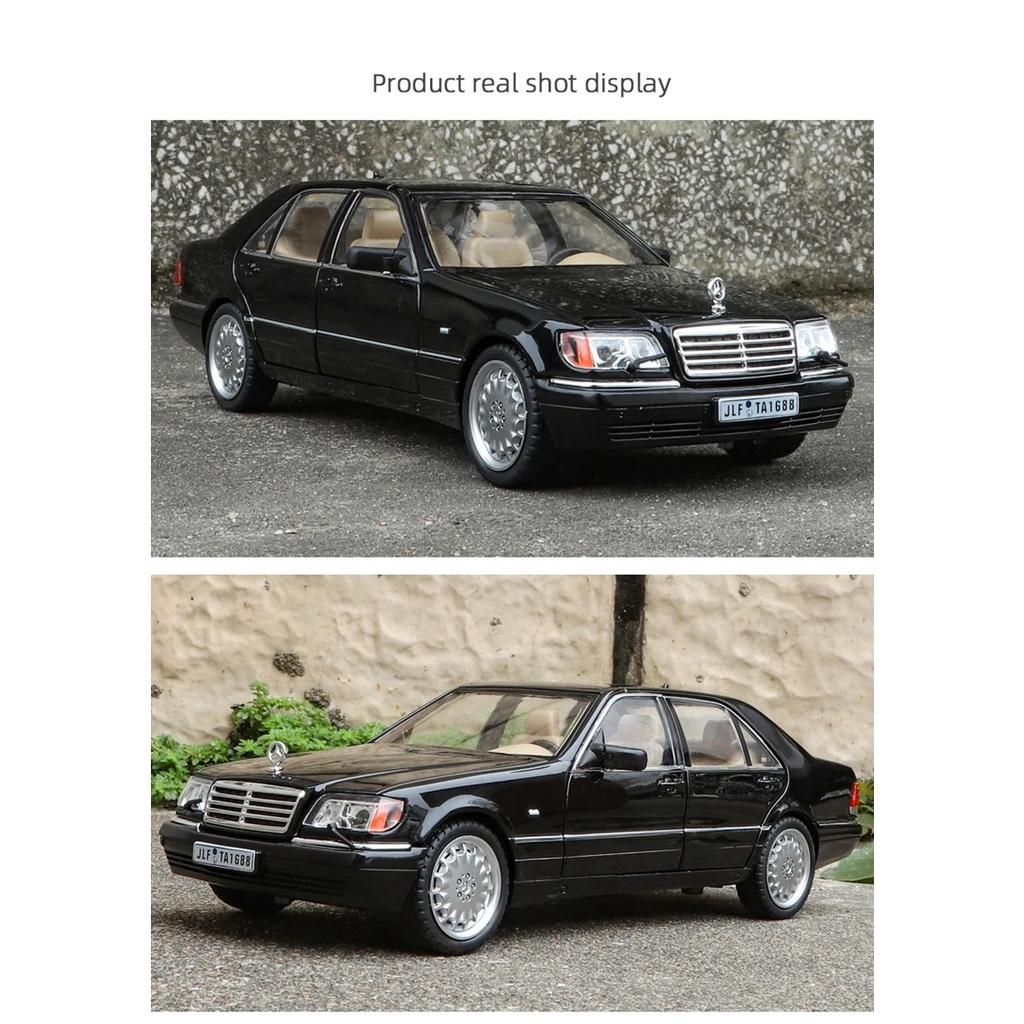 1/24 Benz W140 S320 SEL Alloy Classic Old Car Model Diecasts Metal Retro Vehicles Car Model Sound and Light Collection Kids Toys Gift