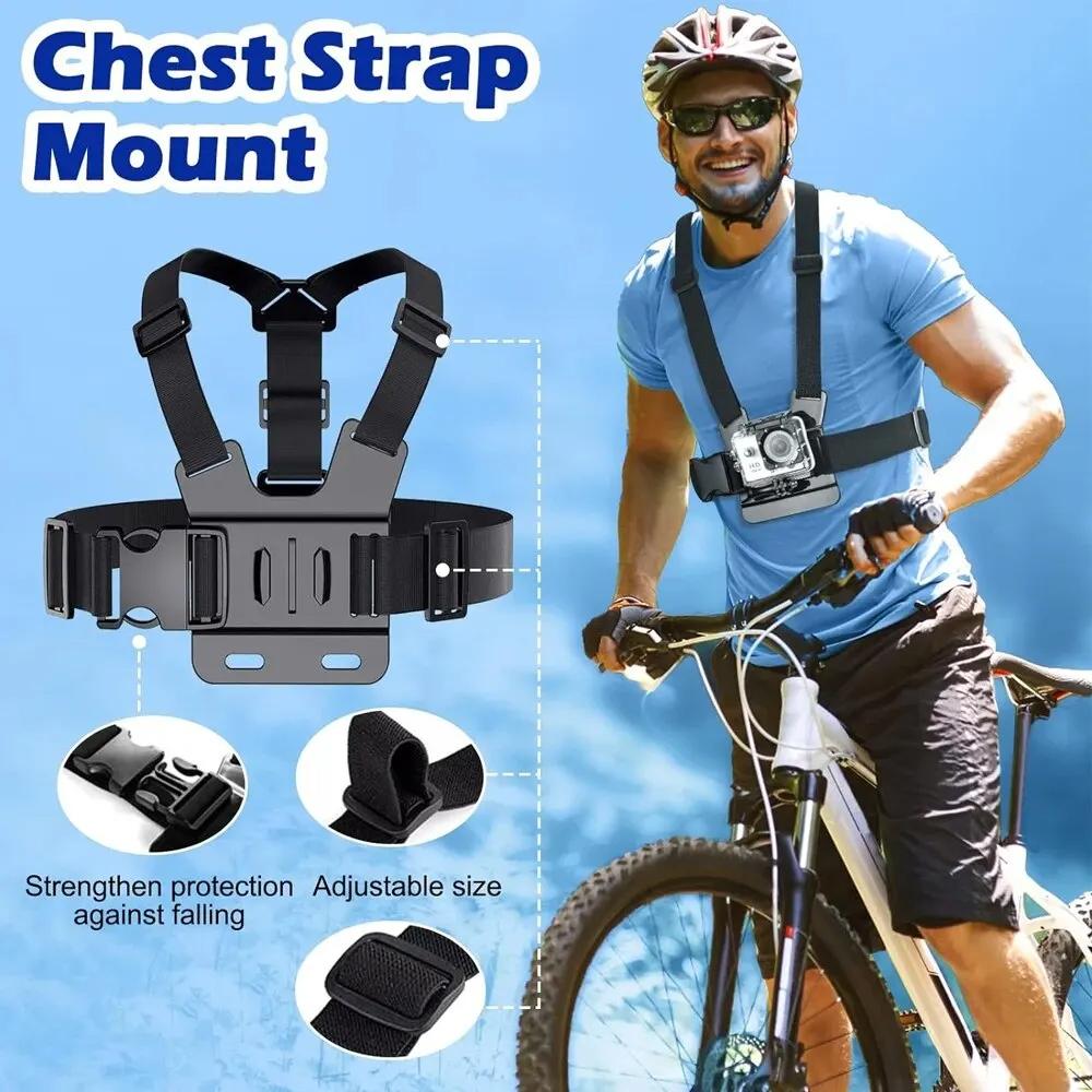 6pcs Sports Camera Kit Mobile Phone Head Strap Chest Straps Mount Adjustable Enhanced Stability Versatility For GoPro Phone Osmo
