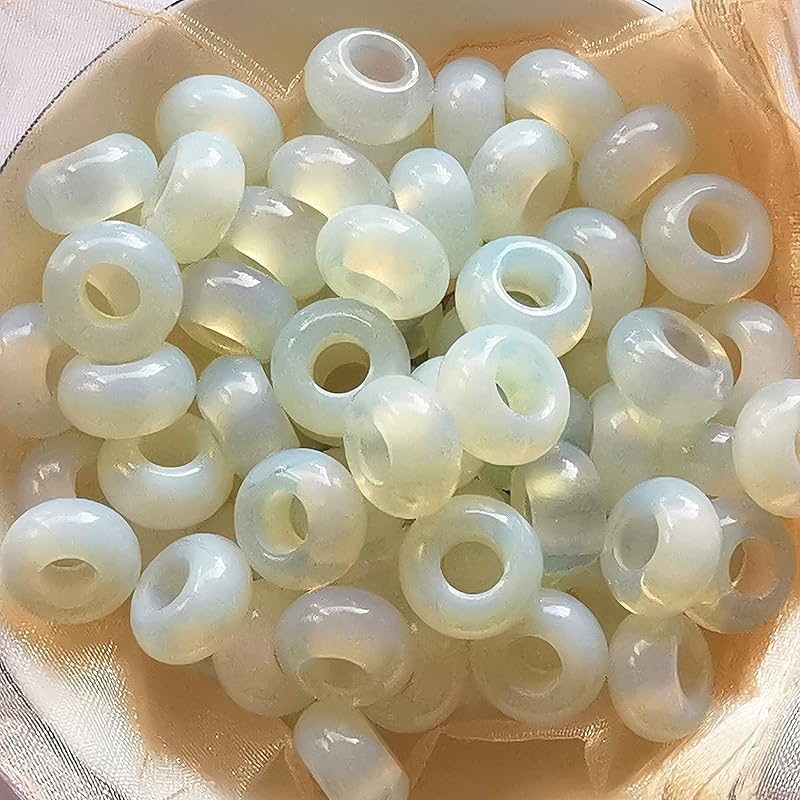 15 Pcs Natural Moonstone Large HoleLoose Stone Rondelle Beads Crystals and Healing Stones,6mm DIY-Jewelry Makings
