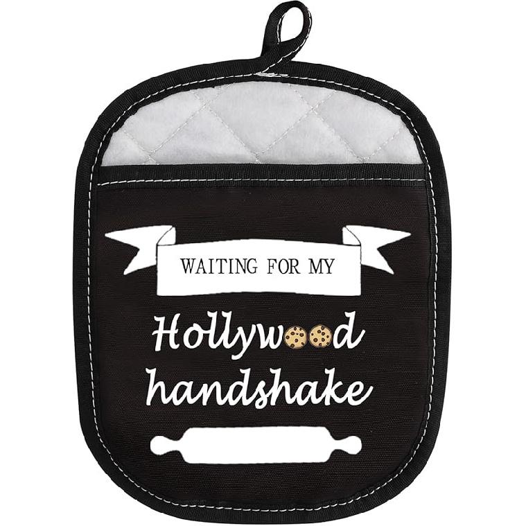 Baking Show Inspired Oven Pads Pot Holder with Pocket Waiting for My Handshake (Handshake) Hollywood Handshake