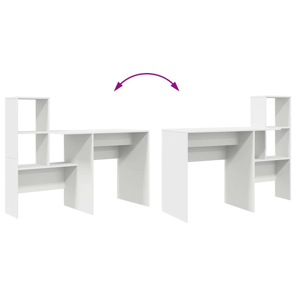 White Desk with Shelf 131.5 x 50 x 106.5 cm Engineered Wood