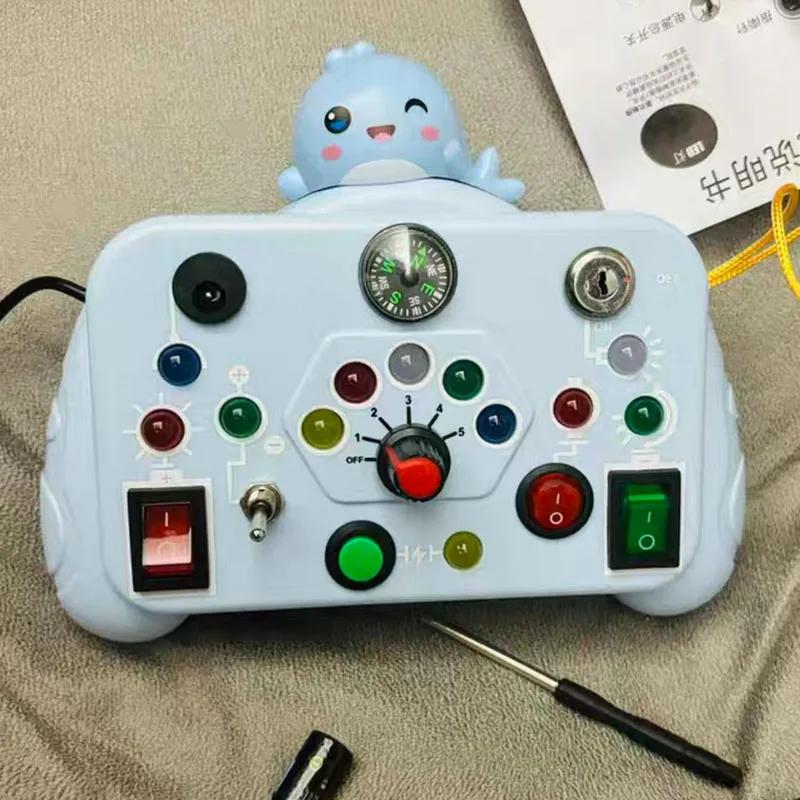 Sensory Toys Cartoon Montessori Busy Board with LED Light Switch Control Board Travel Activities Children Game for 2-4 Years Old