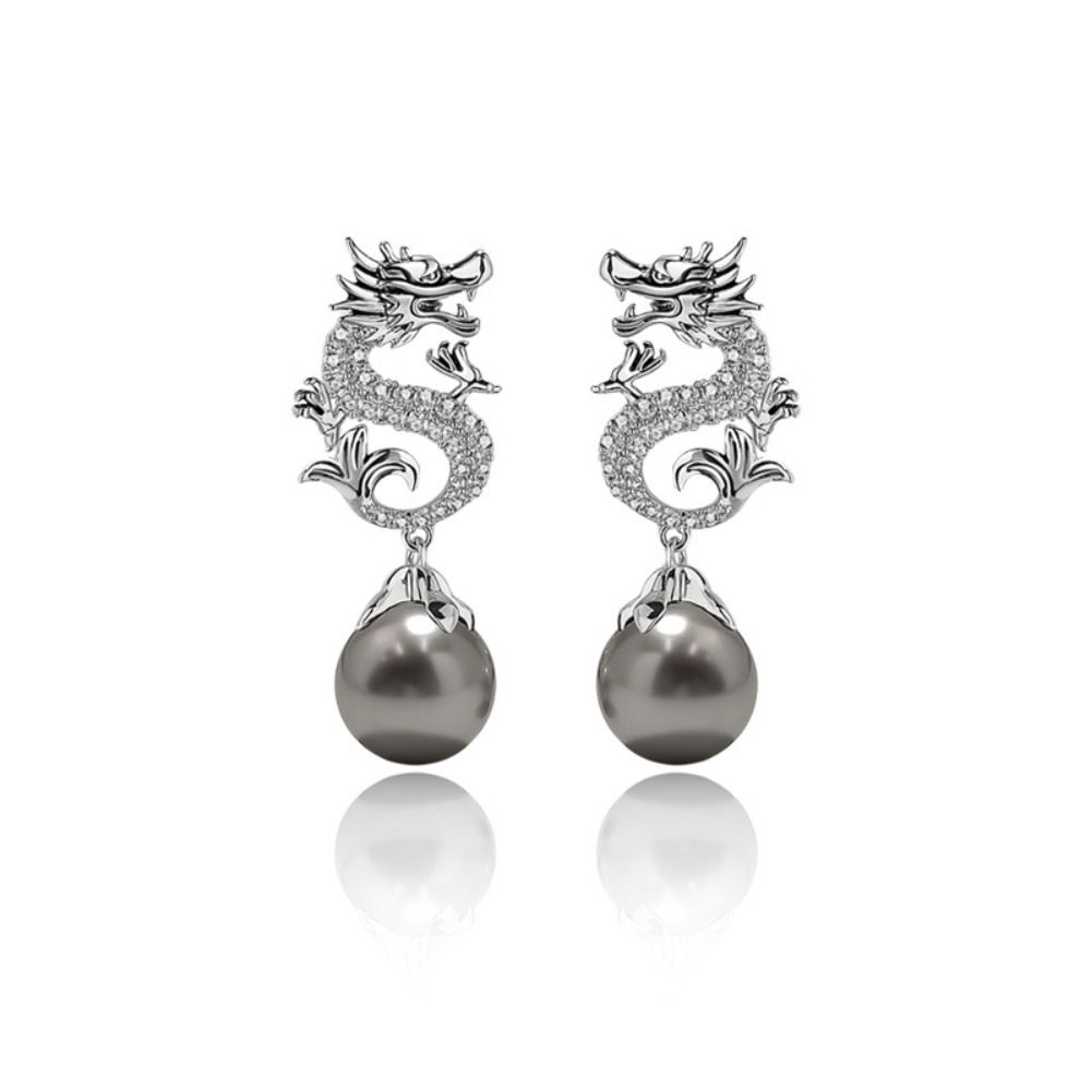 Zodiac Dragon Dangle Earrings New Year Chinese Zodiac Earrings Dragon Hanging Bead Earrings  Women