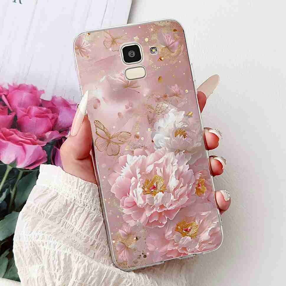 For Samsung Galaxy J6 2018 SM-J600F Case Fashion Girl New Flowers Soft Silicone TPU Cover For Samsung j6 J6 2018 Phone Shell