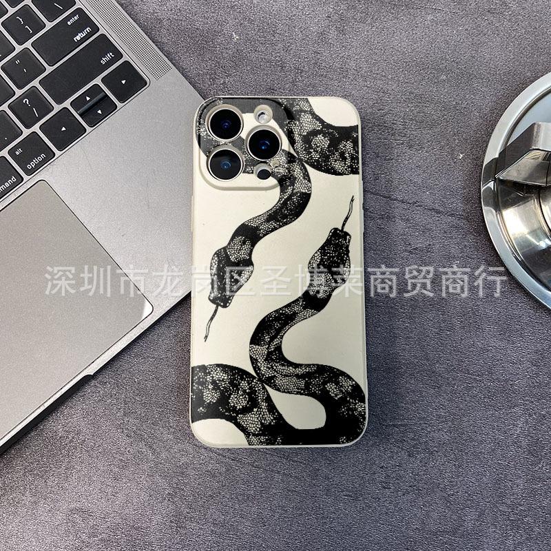 Black Snake for Apple 15 Mobile Phone Case Iphone12promax Case 14/13/11/XSMAX All-inclusive 16