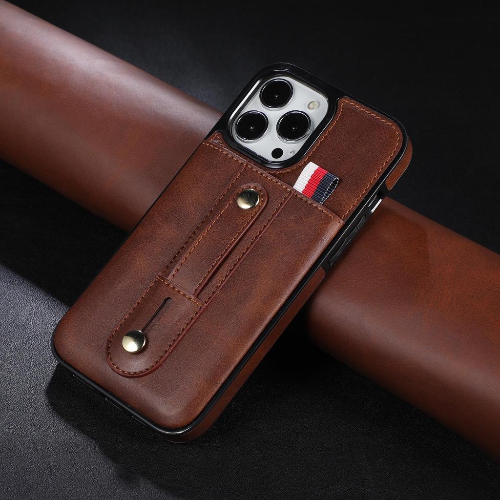 Leather Wallet Case with Wrist Strap and Sliding Card Slot for iPhone 15 14 13 12 11 Pro Max XS MAX XR Samsung S23 S22 S21 Ultra Plus A14 A13 A53 A54
