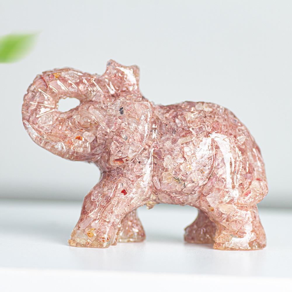 Crystal Elephant Resin Figurine With Semiprecious Stones For Office And Party Decoration