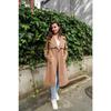 100% Cotton Gabardine Long (110cm) Lined Belted Women's Trench Coat 1111