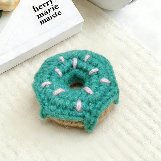 Pletený přívěsek na klíče Donut Ručně háčkovaný tvar donutu Přívěsek na tašku Roztomilý přívěsek na klíče