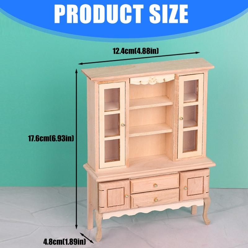 DIY Friendly Unfinished Wooden Dollhouses Cabinet 1/12 Scale Miniature Furniture With Customization Potential
