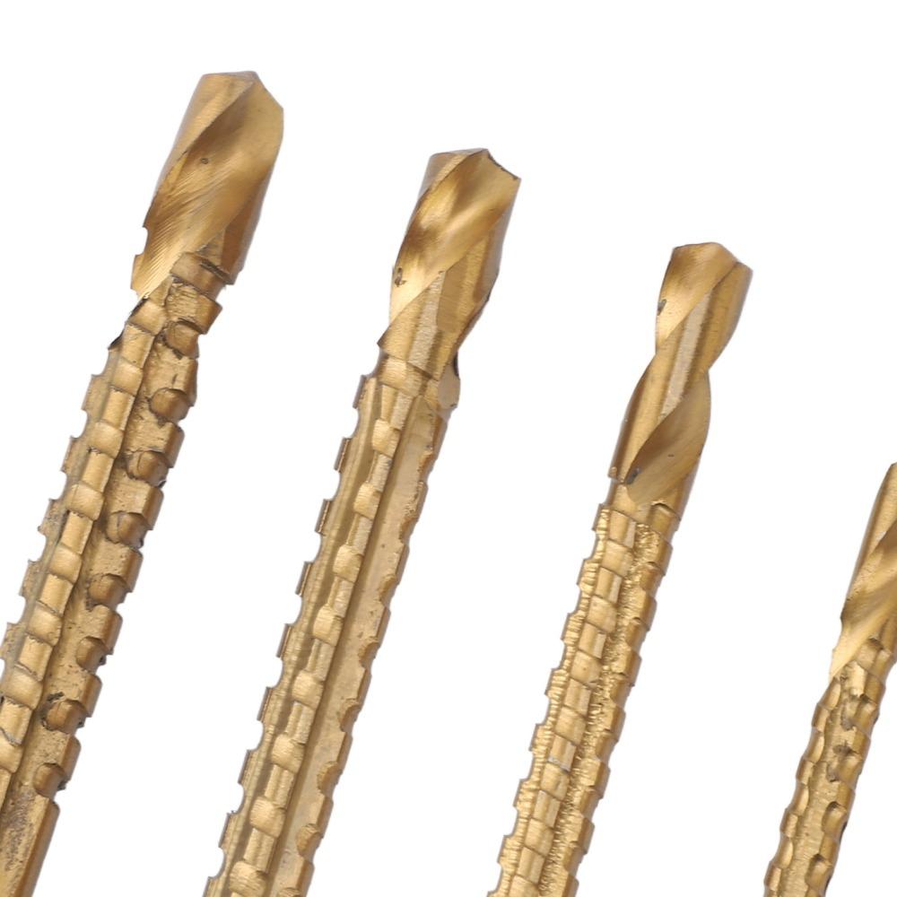 6 Stück Titanbeschichtete Spiralbohrer 3-8mm Seitenschneider mit Kerben für Holz Metall Kunststoff