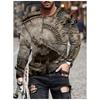 Vintage Compass Graphic Men's T-shirts Fashion Spring Autumn Long Sleeve Round 3D Printed Loose Streetwear Tops