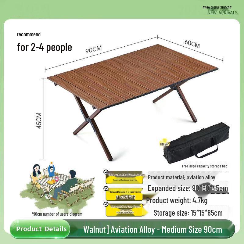 Portable Outdoor Folding Egg Roll Camping Table and Chair Set for Picnic and Barbecue