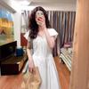 V-neck Bubble Sleeve Mori White Dress Women's Spring and Summer Versatile New Temperament Fairy Skirt Waist Long Skirt Skirt