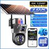10X Zoom 4G SIM Card Cameră solară în aer liber Trei lentile 6K 12MP Wireless PTZ Supraveghere CCTV PIR Detectie mișcare Cameră de securitate