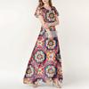 Women's Summer Casual Fashion Bohemian Printed Dress V Neck Short Sleeve Dress