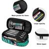 Pencil Bag Lightweight 300D Polyester Easy Open Zipper with Mesh Pocket Removable Divider and Pen Slots for School and Study