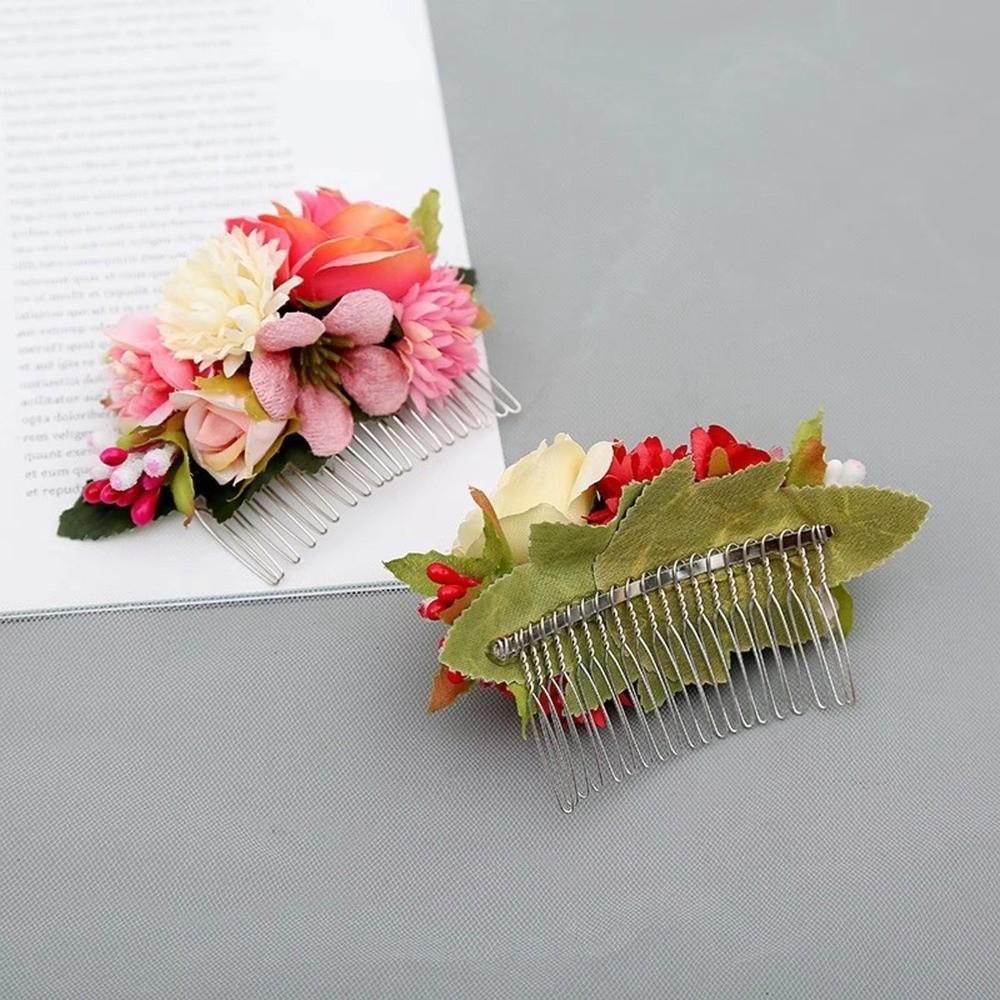 Vielseitiger Teller Haarschmuck Romantischer Blumen Haarkamm Vintage Metall Braut Haarschmuck Stoff Retro Rose Brautjungfern Kopfschmuck Damen