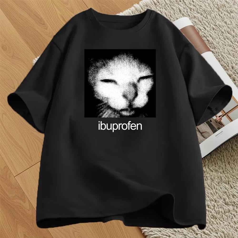 Ibuprofen Kočka Meme Potisk Tričko Ženy Muži Ležérní Vtipné Kočka Grafické O-výstřih Krátký Rukáv Top Móda Streetwear Tričko Unisex