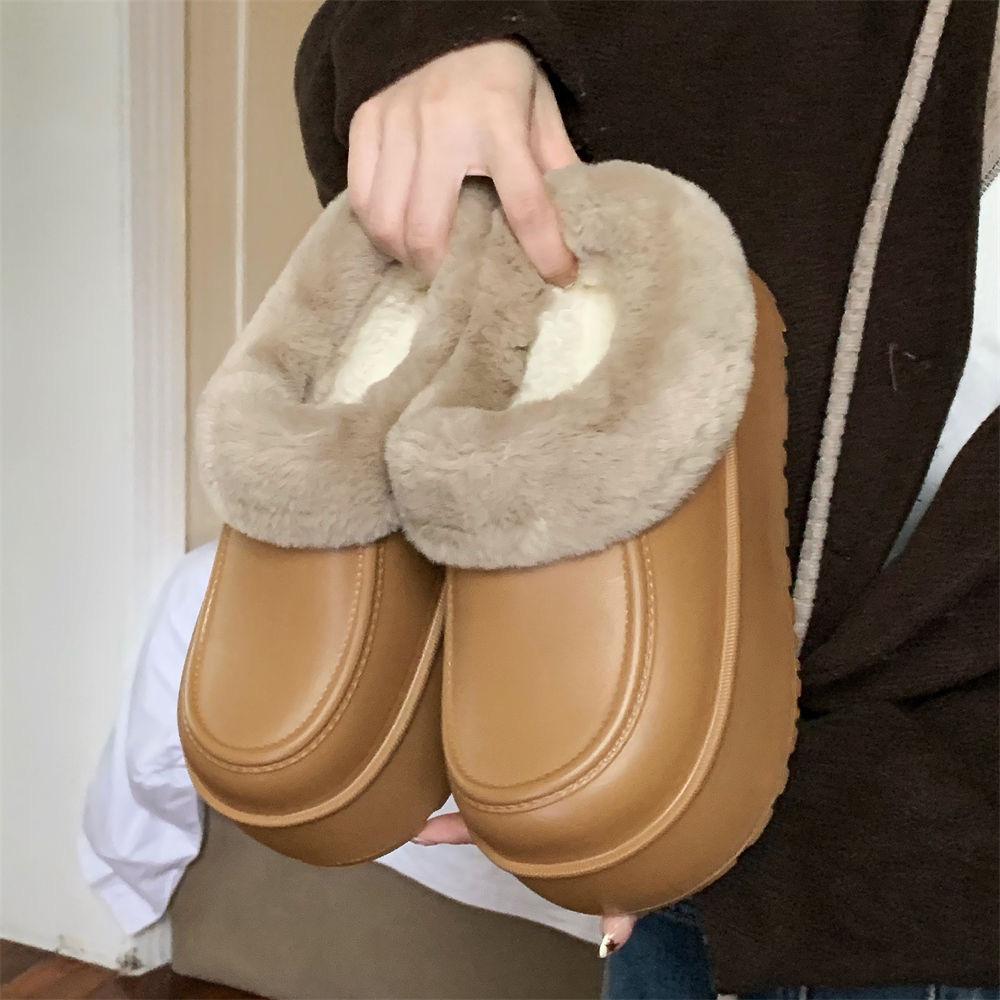 Fashion Thick Soled Cotton Slippers 2025 Women's Winter Fashion Outerwear Warm Cotton Boots Waterproof Bag Heel Cotton Shoes