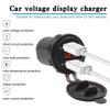 Waterproof Dual USB Phone Charging 4.2A Charger LED Digital Display Voltmeter with 23.6in LineRed DC12 24V