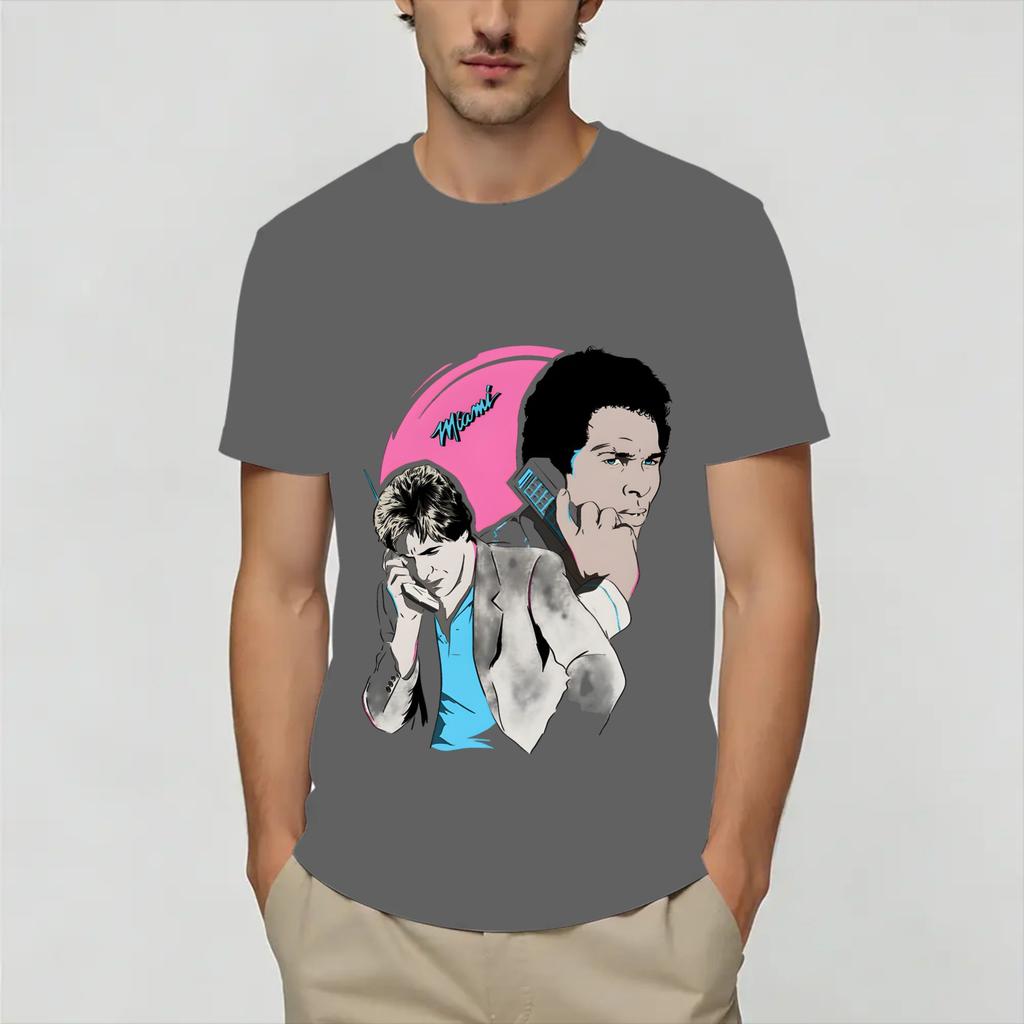 Vintage Miami Vices Unisex T-Shirt Lustige T-Shirts Kurzarm Rundhals T-Shirts 100% Baumwolle Erwachsenenkleidung