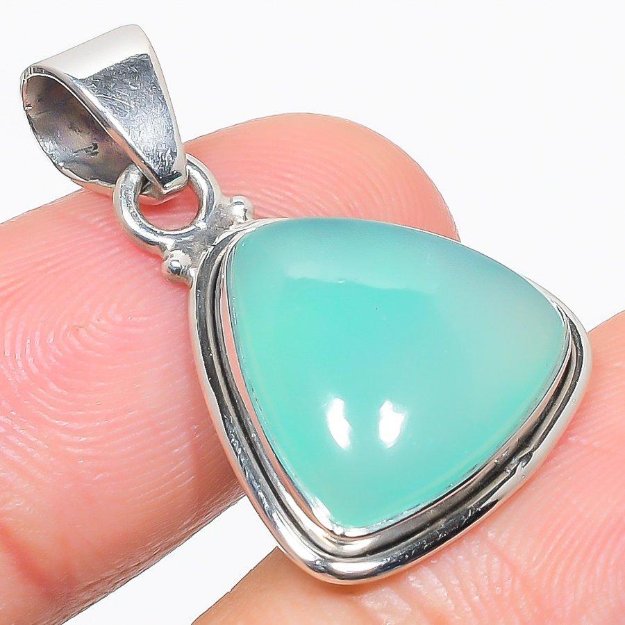 

Natural Chrysoprase Gemstone 925 Solid Sterling Silver Gift Pendant 1.25 E9q64