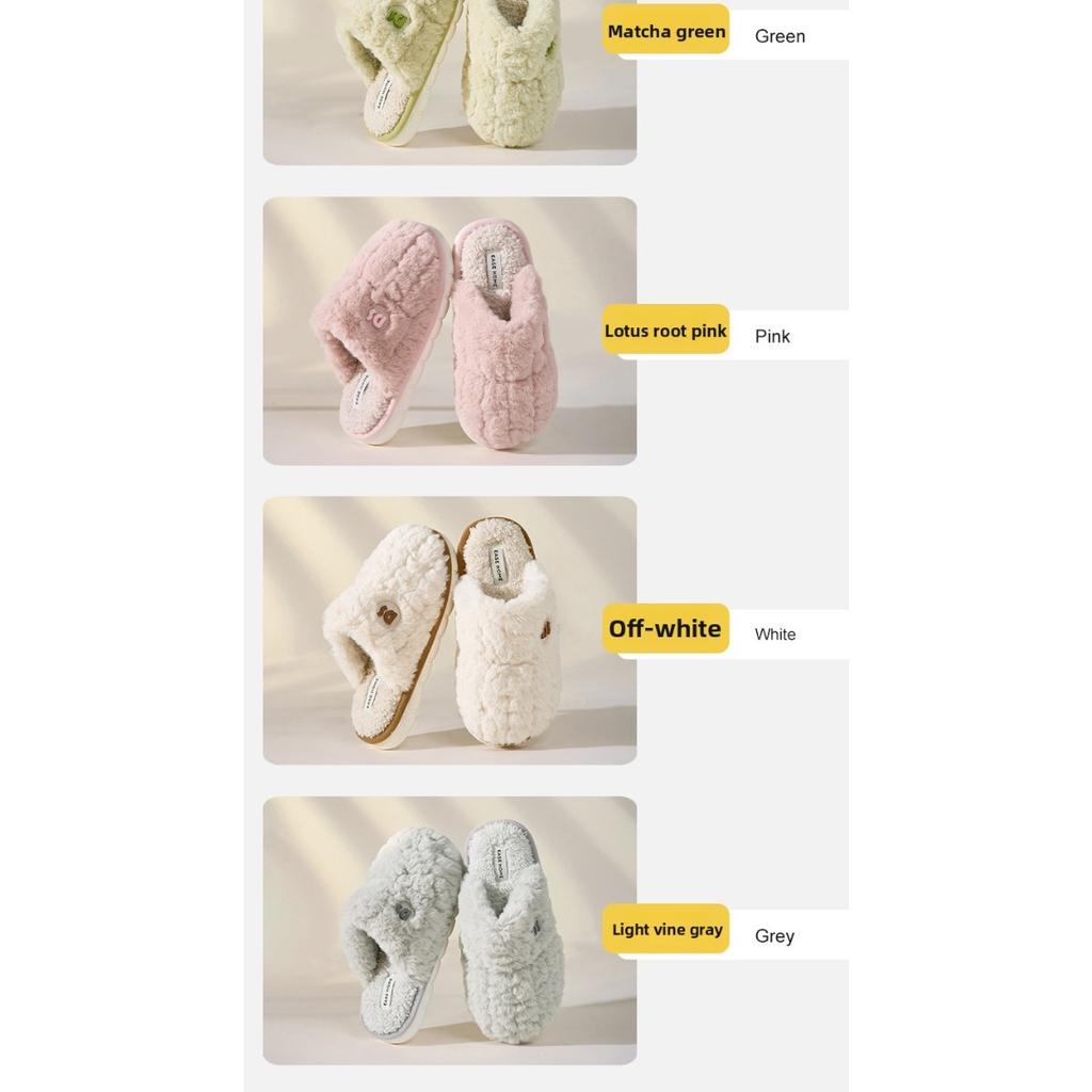 Cotton Slippers for Women, Indoor Anti Slip Couple Plush Slippers, Men's Winter Slippers