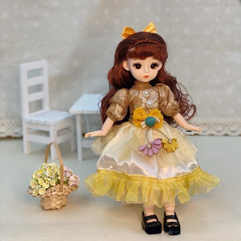 30CM Mini Bevegelig Leddet Dukke Jenter Leketøy 3D Big Eyes BJD Princess Full Drakter Kjoler Samling Barnedukkegave