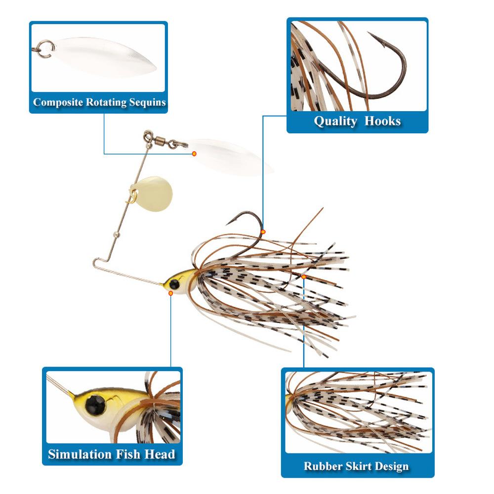 1PCS Rotating Metal Fishing Lure Five-color Composite Rotating Sequin 10.5g Perch Catfish Bait Light Sea Fishing Fishing Gear