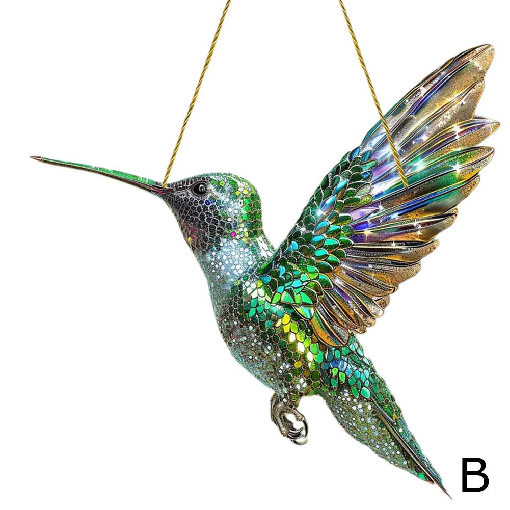 

2D Hummingbird Christmas Trees Hanging Ornament Colorful Acrylic Window Decoration Porch Pendant For Home Window Indoor Decor