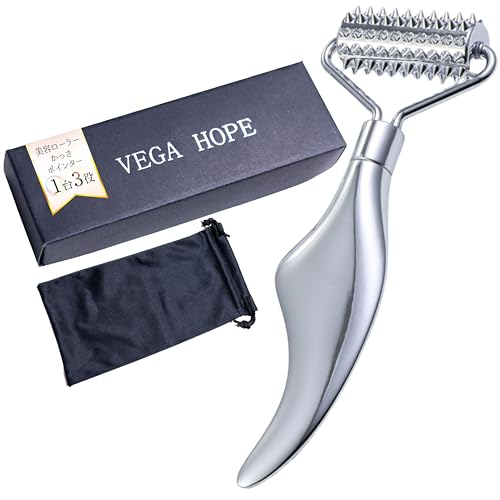 

VEGA HOPE Facial Roller, Supervised by a Cosmetic Acupuncturist, 3-in-1 Roller (Roller, Gua Sha, and Acupressure), Anti-Aging Care at Home, Video Inst