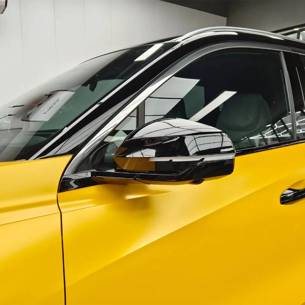 Car Sticker Color Change Vinyl Film Matte Metallic Yellow PET Bubble Free Wrapping Car Accessories Auto Self Adhesive Decals