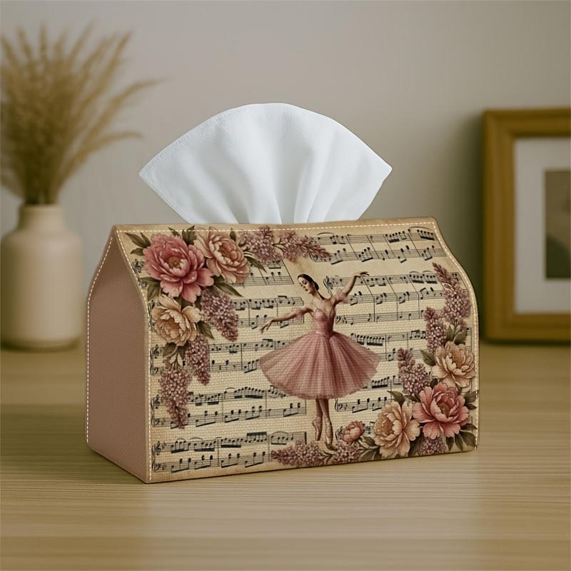 1pc Vintage Romantic Tissue Holder Featuring a Pink Floral Dancer - Napkin Storage Organizer Suitable for Kitchen, Car, Elegant Decorative Box, Ideal