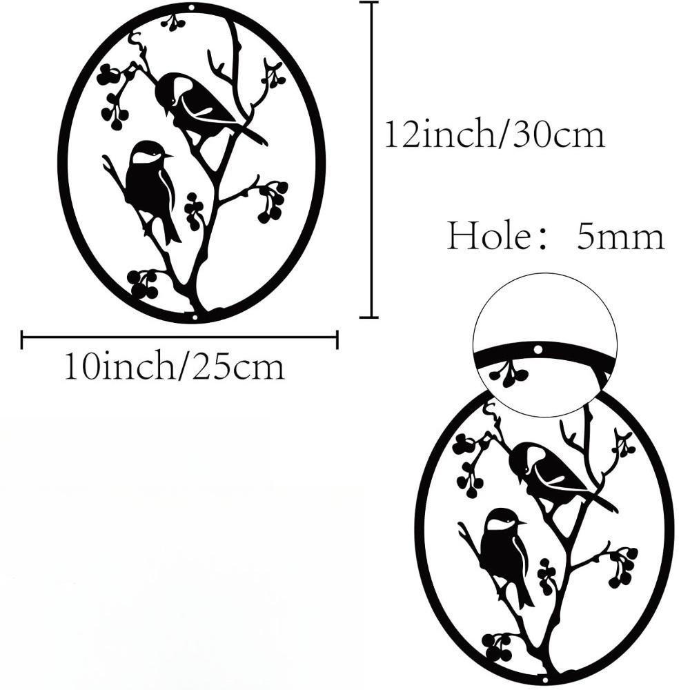 

Черное Металлическое Настенное Искусство Птица Овальная Ветка Дерева Декор Подвесная Табличка для Сада Дома Внутри Снаружи Хэллоуин Рождество 10x12 Дюймов 12in чёрный
