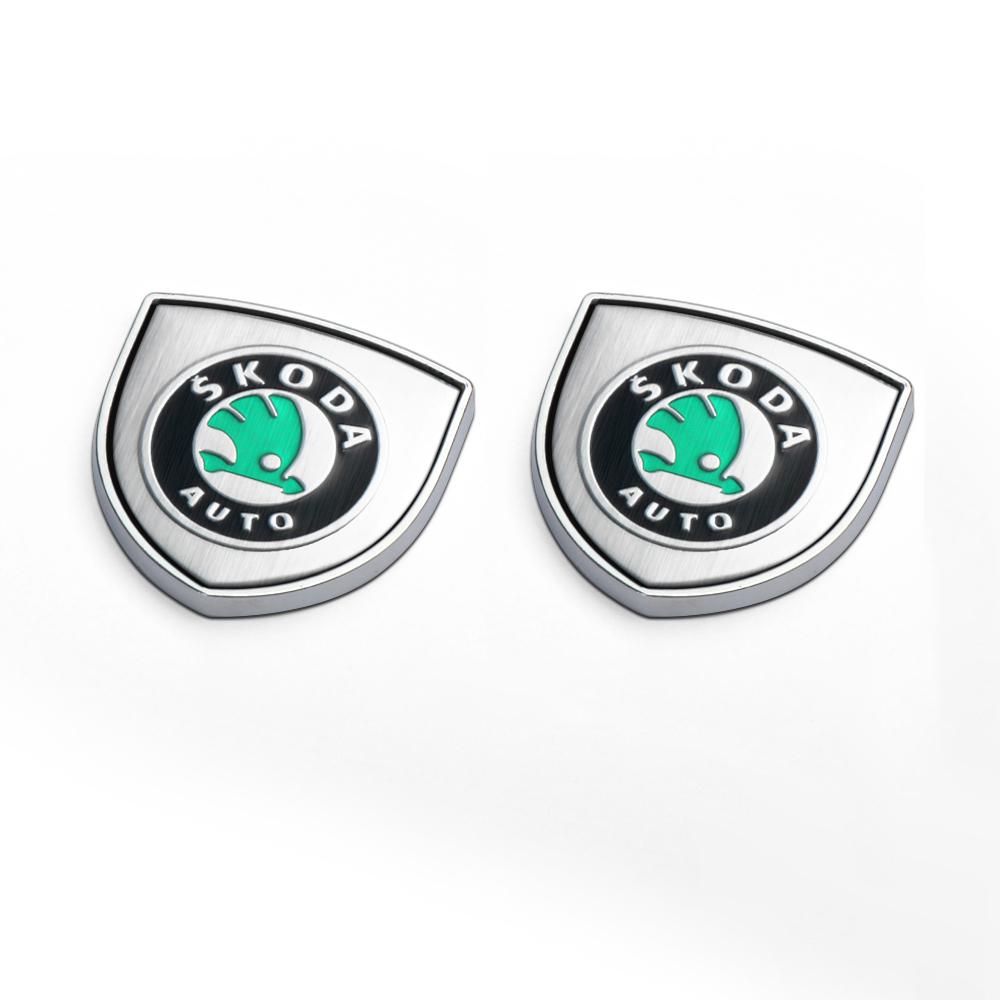AAAAA1 1/2Pcs Car Accessories 3D Metal Shield Body Trunk Emblem Stickers For Skoda Octavia 5 7 Rapid Fabia A7 Superb KAMIQ Roomster VRS