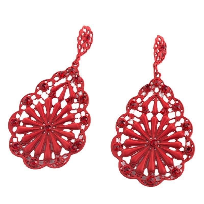 Alloy Elegant Plated Earrings For Women With Geometric Pattern And Rhinestones