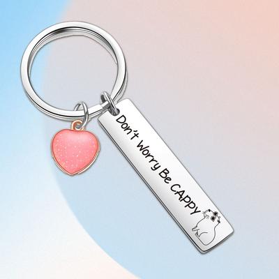 Love Capybara Stainless Steel Keychain Inspirational Encouraging Pendant Stylish Bag Charm Practical Gift for Children Friends