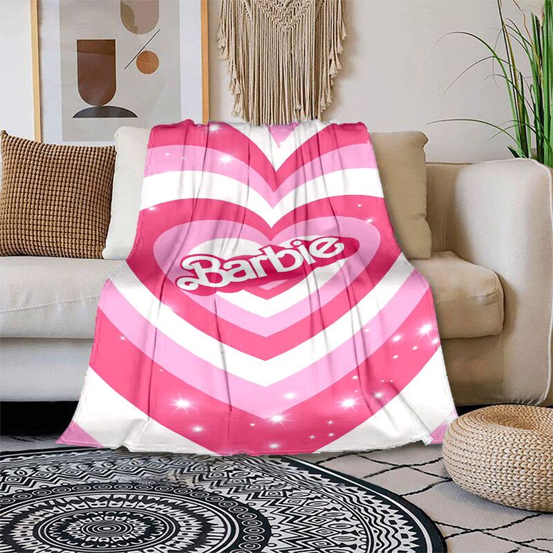 

1pc Barbie Heart Background Cartoon Blanket,Portable Throw for Travel & Camping, All Season Cozy Blanket,Ideal Gift 80cmx120cm