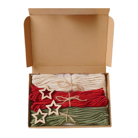 Cotton Rope Christmas Hanging Ornament Bohemia Hand Woven Wall Hanging Decoration with Wood Beads for Christmas Home Door