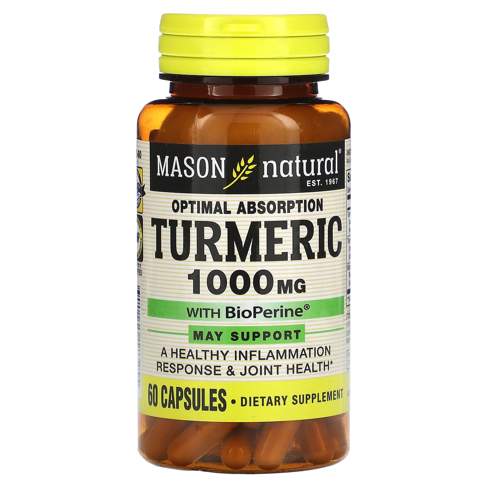 

Mason Natural, Turmeric with BioPerine, 1,000 mg, 60 Capsules