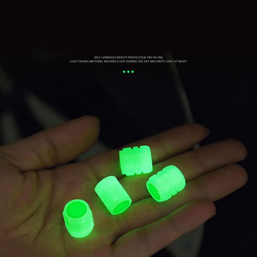 8 st Däckventil Stamkåpor Bil Luminous Tire Air Cap Fluorescerande säkerhetsventil Kärnskydd för bil Lastbil Suv Motorcyklar Cykel