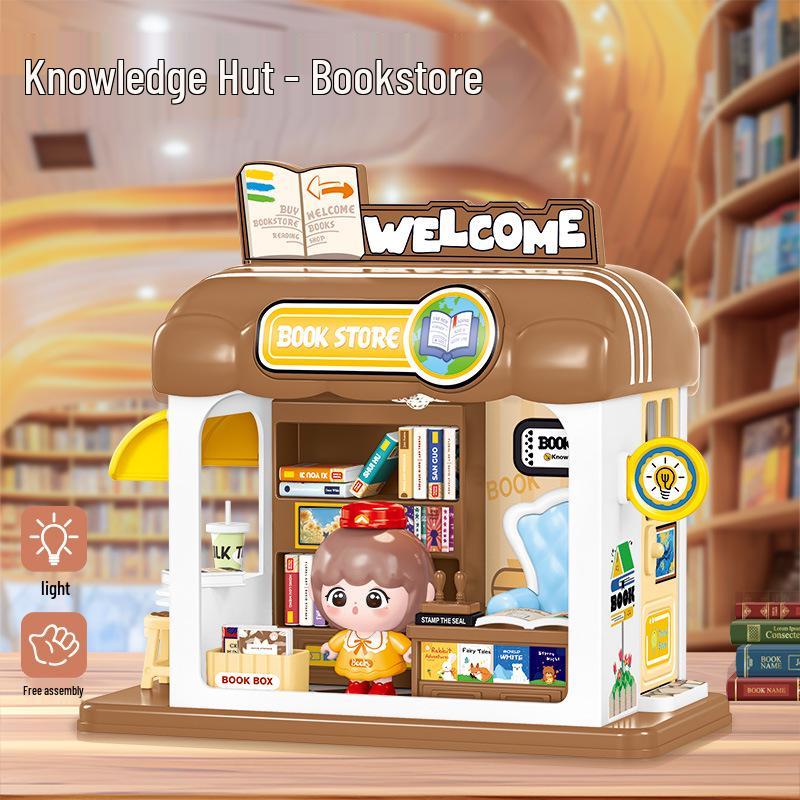Children's DIY Dollhouse Model with Lights - Big City & Small Town 3D Building Puzzle Educational Toy Gift