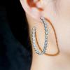 WWJ Golden Color Jewelry Big Circle Lucky Star Cut Zircon Hoop Earrings