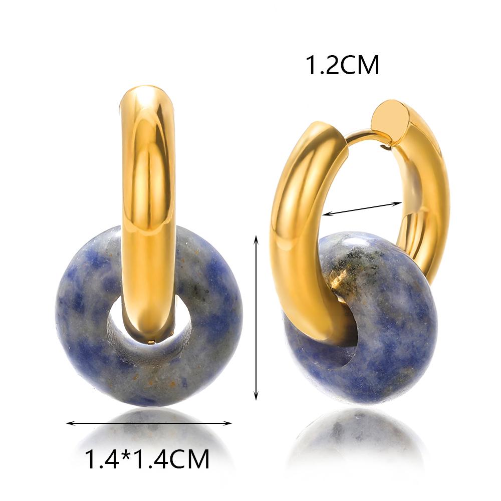 Kolorowe Kolczyki Koła z Kamienia Naturalnego Dla Kobiet Stal Nierdzewna Opal Okrągłe Geometryczne Kolczyki Wiszące Moda Biżuteria Boho Prezenty