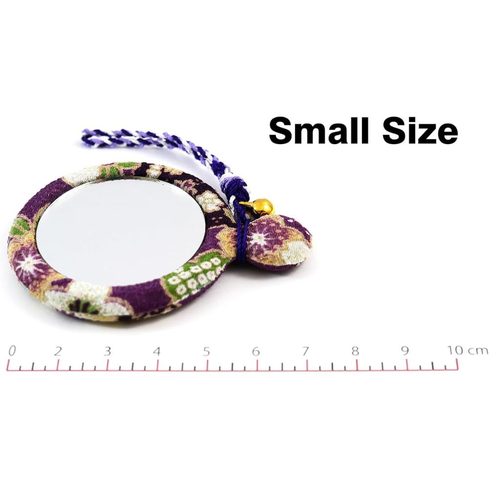 Blumiges Krepp-Kompakt-Rund-Japanisches Kimono-Krepp-Spiegel, Spiegel, Muster, (lila)