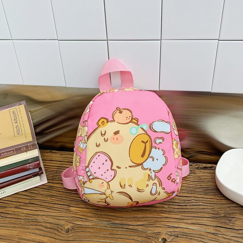 Cute Kapibara Children S Backpack Cartoon Cute Kindergarten Baby School Bag Foreign Style Printed Children S Backpack розовый