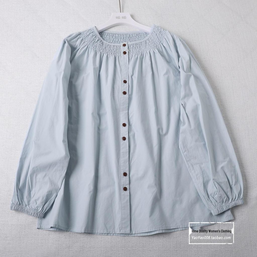 Japanese-Inspired Artistic Pleated Long Sleeve Women's Shirt - Spring Collection